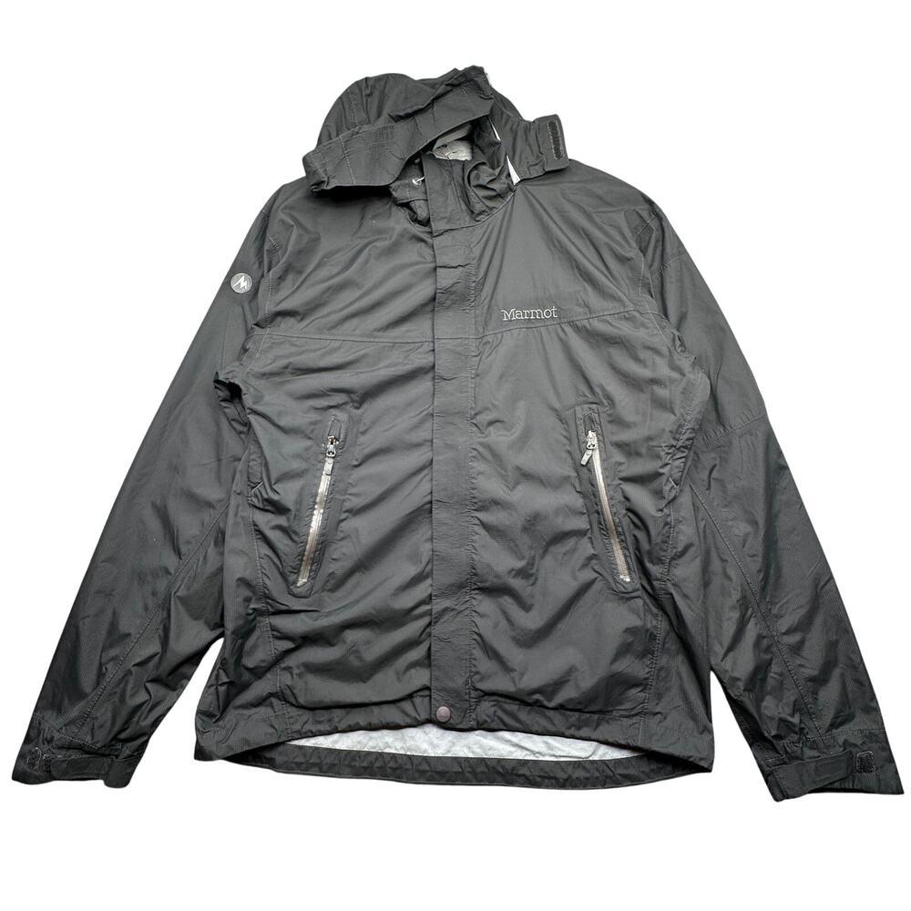 Marmot Membrain Z50110 Windbreaker Hooded Jacket Mens Small Black Nylon